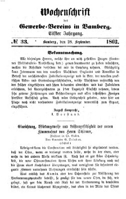 Wochenschrift des Gewerbe-Vereins der Stadt Bamberg Sonntag 28. September 1862