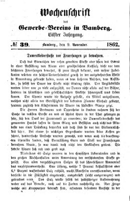 Wochenschrift des Gewerbe-Vereins der Stadt Bamberg Sonntag 9. November 1862