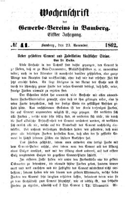 Wochenschrift des Gewerbe-Vereins der Stadt Bamberg Sonntag 23. November 1862