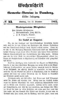 Wochenschrift des Gewerbe-Vereins der Stadt Bamberg Sonntag 21. Dezember 1862