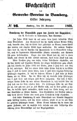 Wochenschrift des Gewerbe-Vereins der Stadt Bamberg Sonntag 28. Dezember 1862