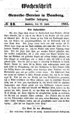 Wochenschrift des Gewerbe-Vereins der Stadt Bamberg Sonntag 19. April 1863
