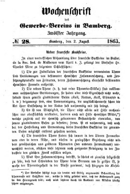 Wochenschrift des Gewerbe-Vereins der Stadt Bamberg Sonntag 2. August 1863