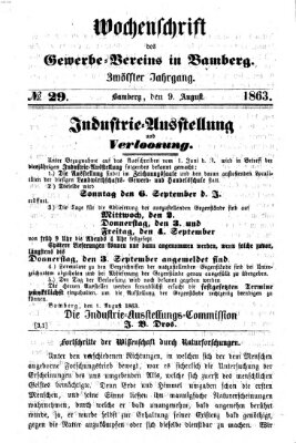 Wochenschrift des Gewerbe-Vereins der Stadt Bamberg Sonntag 9. August 1863
