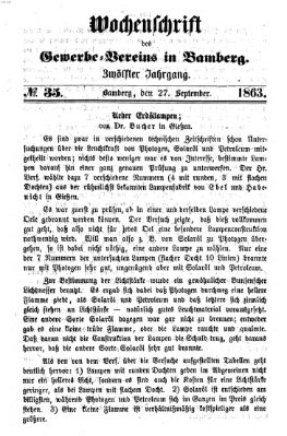 Wochenschrift des Gewerbe-Vereins der Stadt Bamberg Sonntag 27. September 1863