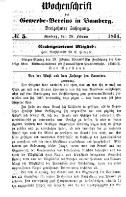 Wochenschrift des Gewerbe-Vereins der Stadt Bamberg Sonntag 28. Februar 1864