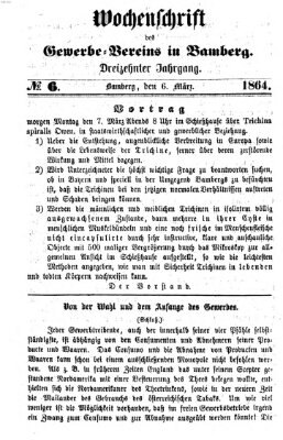 Wochenschrift des Gewerbe-Vereins der Stadt Bamberg Sonntag 6. März 1864