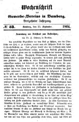 Wochenschrift des Gewerbe-Vereins der Stadt Bamberg Sonntag 25. September 1864