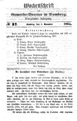Wochenschrift des Gewerbe-Vereins der Stadt Bamberg Sonntag 5. November 1865