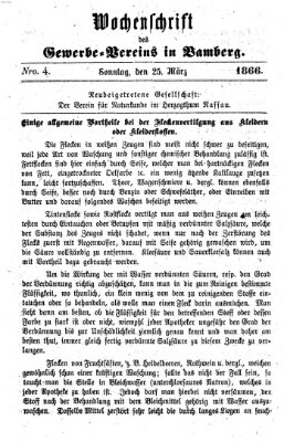 Wochenschrift des Gewerbe-Vereins der Stadt Bamberg Sonntag 25. März 1866