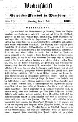 Wochenschrift des Gewerbe-Vereins der Stadt Bamberg Sonntag 1. Juli 1866
