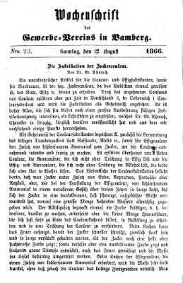 Wochenschrift des Gewerbe-Vereins der Stadt Bamberg Sonntag 12. August 1866