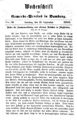 Wochenschrift des Gewerbe-Vereins der Stadt Bamberg Sonntag 30. September 1866