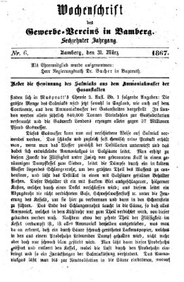 Wochenschrift des Gewerbe-Vereins der Stadt Bamberg Sonntag 31. März 1867