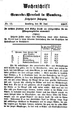 Wochenschrift des Gewerbe-Vereins der Stadt Bamberg Sonntag 30. Juni 1867