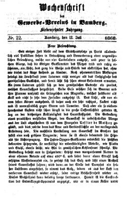 Wochenschrift des Gewerbe-Vereins der Stadt Bamberg Freitag 12. Juli 1867