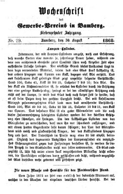 Wochenschrift des Gewerbe-Vereins der Stadt Bamberg Freitag 30. August 1867