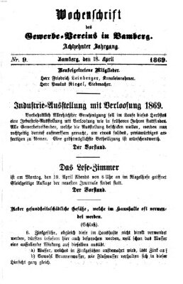 Wochenschrift des Gewerbe-Vereins der Stadt Bamberg Sonntag 18. April 1869