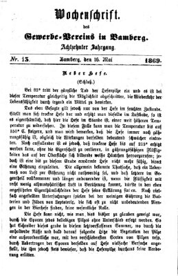Wochenschrift des Gewerbe-Vereins der Stadt Bamberg Sonntag 16. Mai 1869