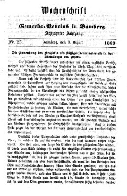 Wochenschrift des Gewerbe-Vereins der Stadt Bamberg Sonntag 8. August 1869