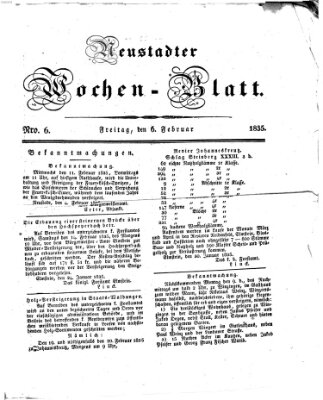 Neustadter Wochenblatt Freitag 6. Februar 1835