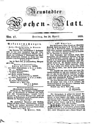 Neustadter Wochenblatt Freitag 24. April 1835