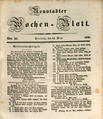 Neustadter Wochenblatt Freitag 13. Mai 1836