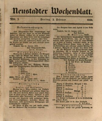 Neustadter Wochenblatt Freitag 2. Februar 1838