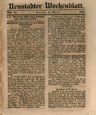 Neustadter Wochenblatt Dienstag 17. April 1838