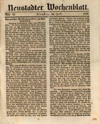 Neustadter Wochenblatt Dienstag 10. Juli 1838