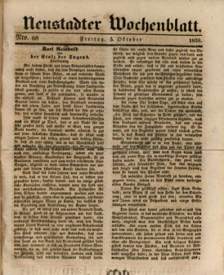 Neustadter Wochenblatt Freitag 5. Oktober 1838