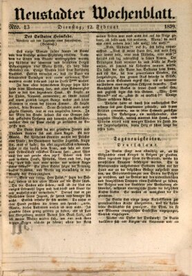 Neustadter Wochenblatt Dienstag 12. Februar 1839
