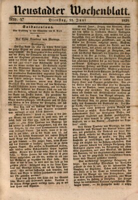 Neustadter Wochenblatt Dienstag 11. Juni 1839