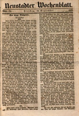 Neustadter Wochenblatt Dienstag 10. September 1839