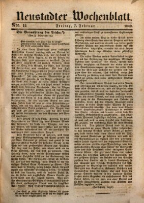 Neustadter Wochenblatt Freitag 7. Februar 1840
