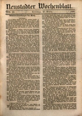 Neustadter Wochenblatt Freitag 27. März 1840