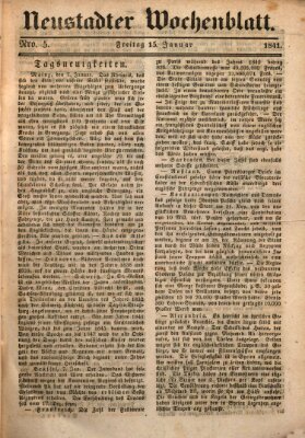 Neustadter Wochenblatt Freitag 15. Januar 1841