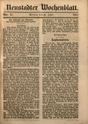 Neustadter Wochenblatt Freitag 11. Juni 1841