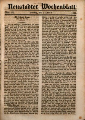 Neustadter Wochenblatt Dienstag 5. Oktober 1841