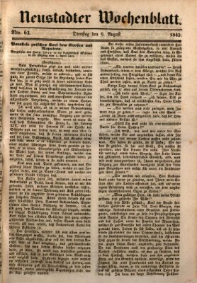 Neustadter Wochenblatt Dienstag 9. August 1842