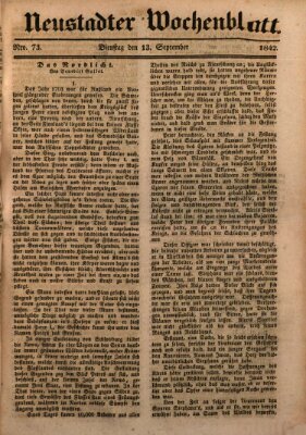 Neustadter Wochenblatt Dienstag 13. September 1842