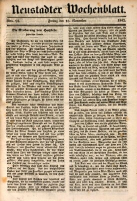 Neustadter Wochenblatt Freitag 18. November 1842
