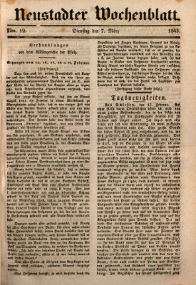 Neustadter Wochenblatt Dienstag 7. März 1843