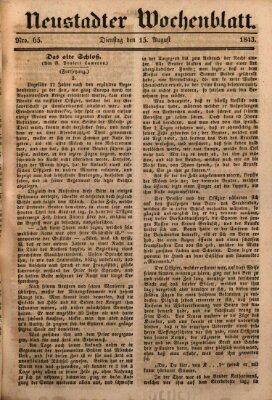 Neustadter Wochenblatt Dienstag 15. August 1843
