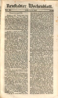 Neustadter Wochenblatt Freitag 14. August 1846