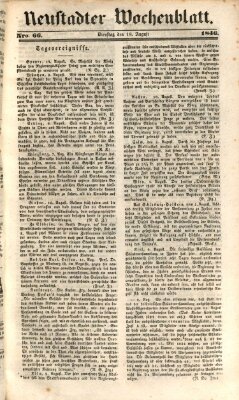 Neustadter Wochenblatt Dienstag 18. August 1846