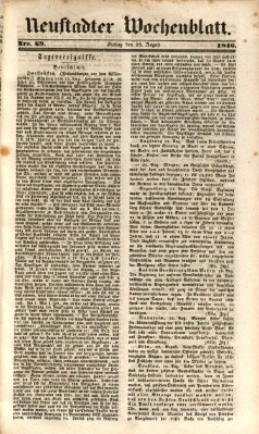 Neustadter Wochenblatt Freitag 28. August 1846