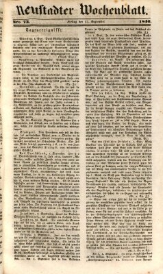 Neustadter Wochenblatt Freitag 11. September 1846