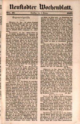 Neustadter Wochenblatt Samstag 6. Februar 1847