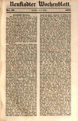 Neustadter Wochenblatt Samstag 6. März 1847